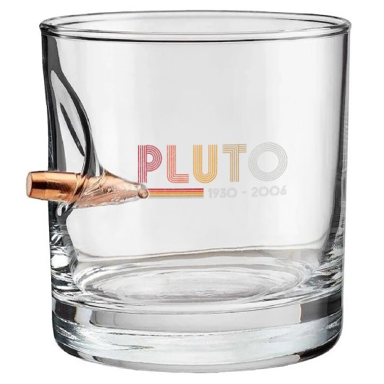 Pluto Never Forget Science and Astronomy Retro Bullet Whiskey Glasses