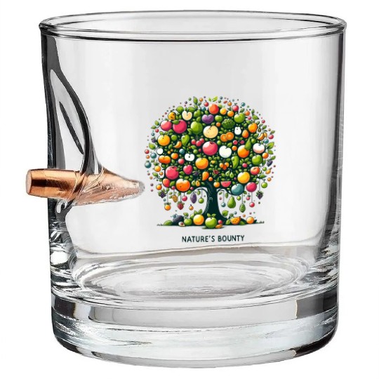 Playful tree with fruits - natural wealth Bullet Whiskey Glasses