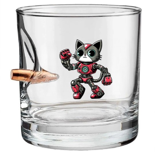 Cat Robot Cyborg Dancing Dancer Disco Bullet Whiskey Glasses