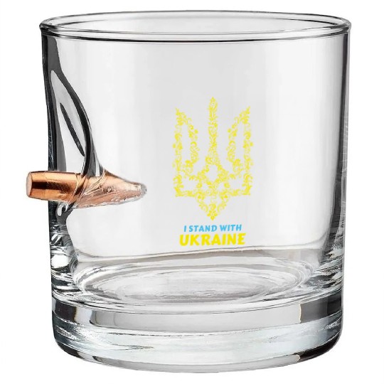 UKRAINE, I STAND WITH UKRAINE Bullet Whiskey Glasses
