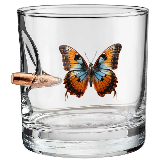 Butterfly Colorful Enchanting Delicate Insects Bullet Whiskey Glasses