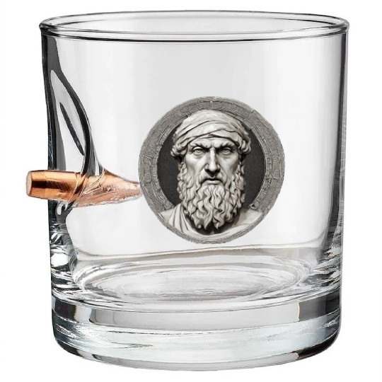 Pythagoras Greek Mathematician Artwork Bullet Whiskey Glasses