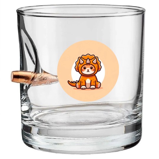 Cat in Stegosaurus Costume Bullet Whiskey Glasses