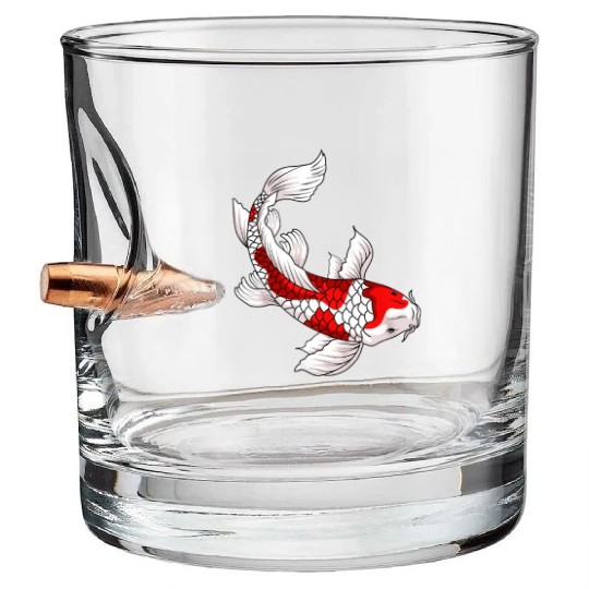 Japanese Koi Fish Carp Nishikigoi Taisho Sanke Bullet Whiskey Glasses