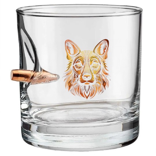 German Shepherd Funny Dog Street Art Comic Pet Bullet Whiskey Glasses