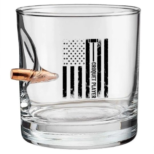 Croquet Player US Flag Croquet Player Bullet Whiskey Glasses