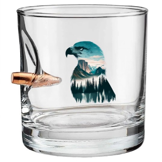 Nature in Eagle Pattern Bullet Whiskey Glasses