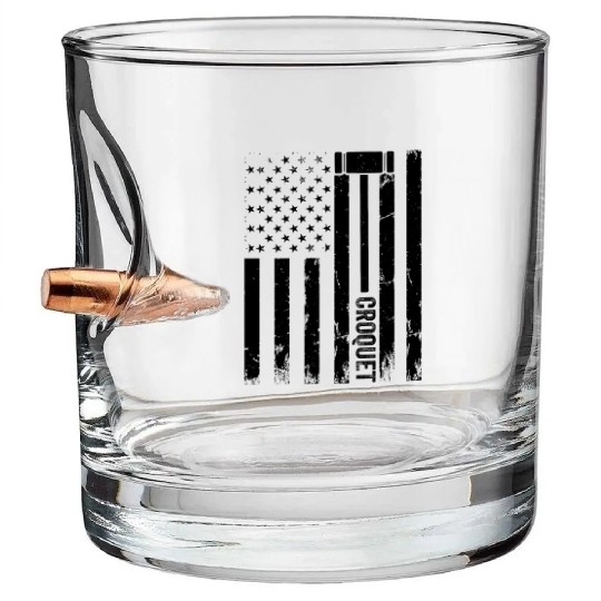 Croquet US Flag Croquet Player Bullet Whiskey Glasses