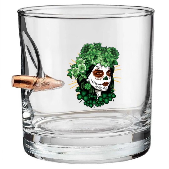 St Patrick's Day Dia De Los Muertos La Catrina Bullet Whiskey Glasses