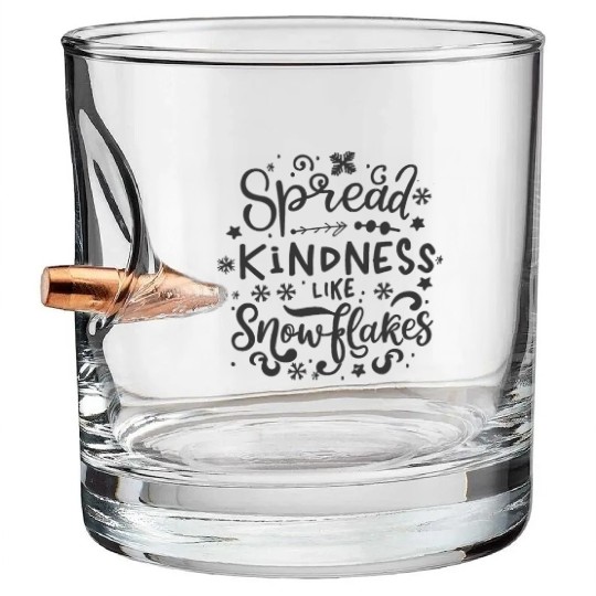 Christmas Themed Spread Kindness Like Snowflakes Bullet Whiskey Glasses
