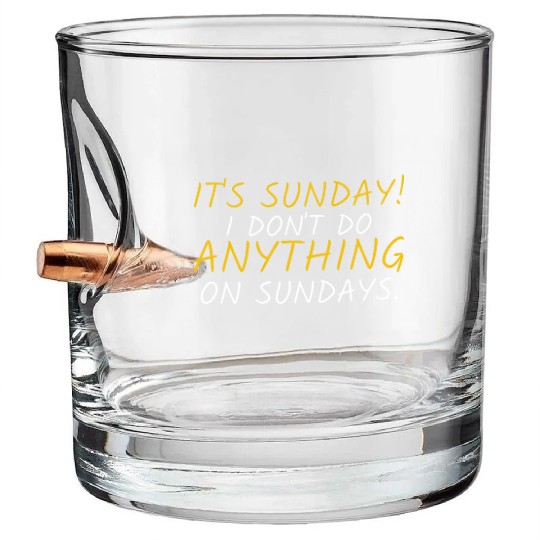 Funny "It's Sunday" Graphic Bullet Whiskey Glasses