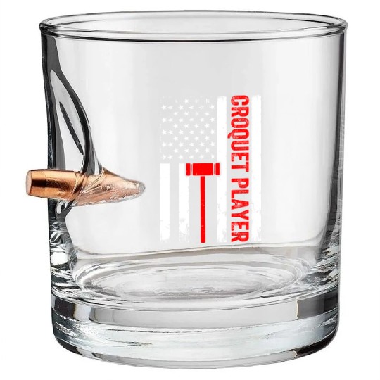 Croquet Player US Flag Croquet Player Bullet Whiskey Glasses