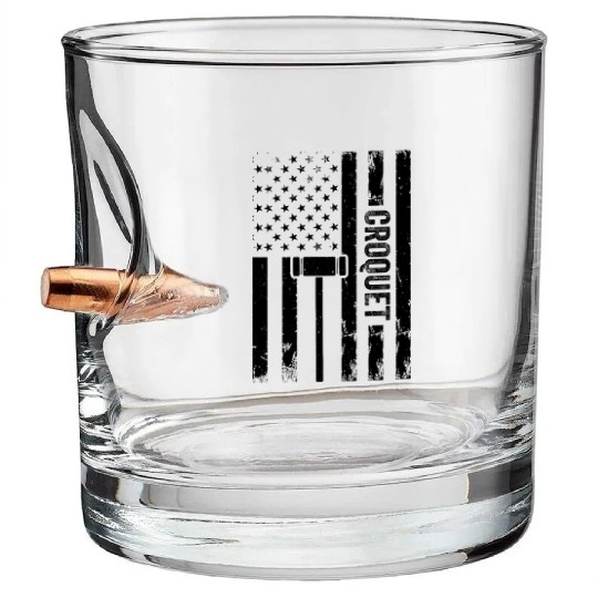 Croquet Player Croquet US Flag Bullet Whiskey Glasses