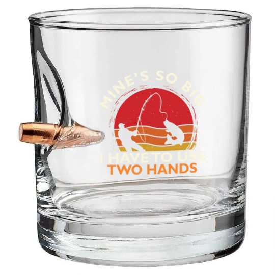 Funny Fishing Mine's Big Use Two Hands Bass Fish Bullet Whiskey Glasses