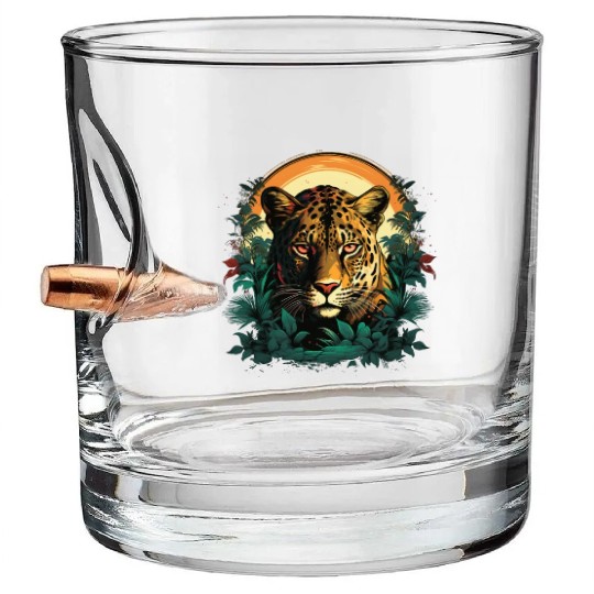 The cheetah and hiding among the trees Bullet Whiskey Glasses