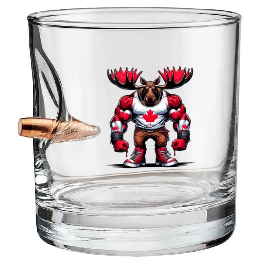 Canada elk with national flag Bullet Whiskey Glasses