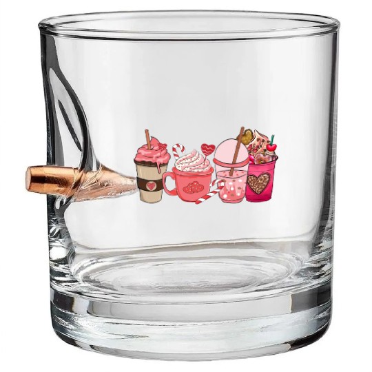 Valentines Day Pink Coffee Cups Latte Iced Cream Bullet Whiskey Glasses
