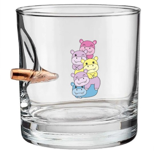 Aporagender Flag Pride Lgbtq Cute Hippo Bullet Whiskey Glasses