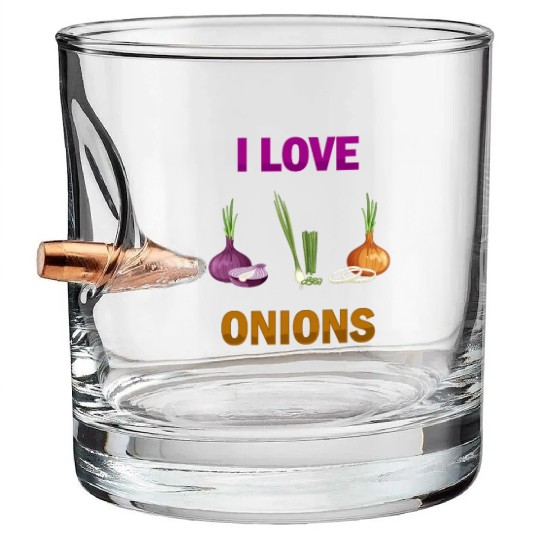 I Love Onions, For Onion and Vegetable Lovers Bullet Whiskey Glasses