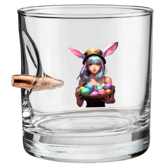 Easter Day Anime Girl Bunny Ear Easter Egg Hunt Bullet Whiskey Glasses