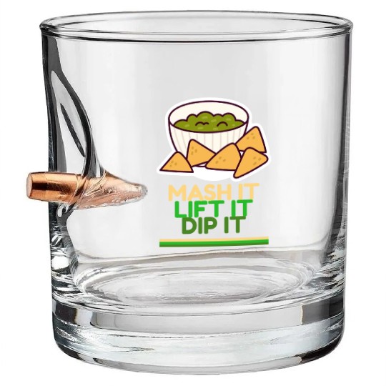 Mash it, Lift it, Dip it Avocado Gym Bullet Whiskey Glasses