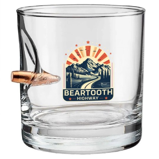 Beartooth Highway US 212 Bullet Whiskey Glasses