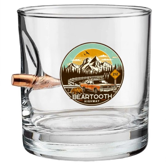 Beartooth Highway US 212 Bullet Whiskey Glasses