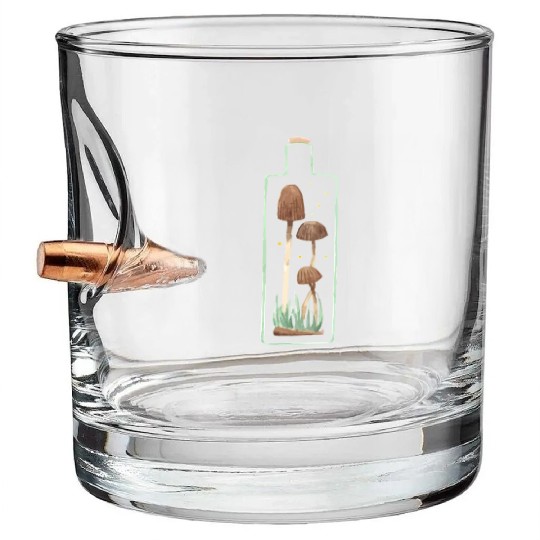 Mushroom and Firefly Terrarium Bullet Whiskey Glasses