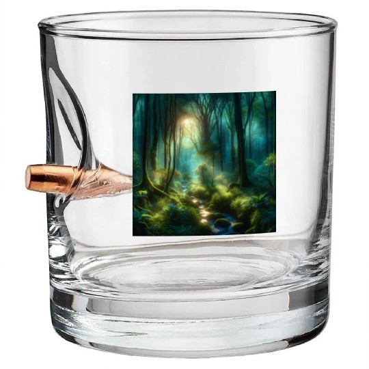 Twilight Enchantment A Mystical Forest Scene Bullet Whiskey Glasses