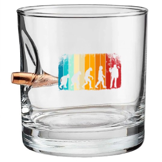 Retro Lumberjack Evolution - From Monkey to Human Bullet Whiskey Glasses