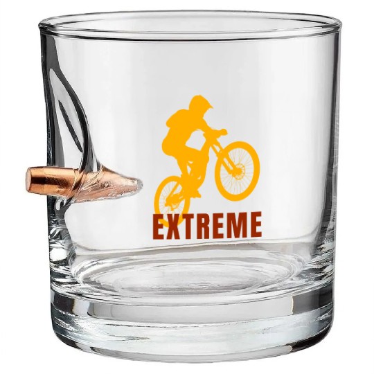 Mountain Bike (yellow and bronw design) Bullet Whiskey Glasses