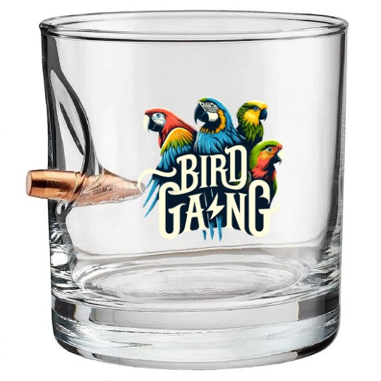 Bird Gang Parrot Funny Birder Flock Owner Macaw Bullet Whiskey Glasses