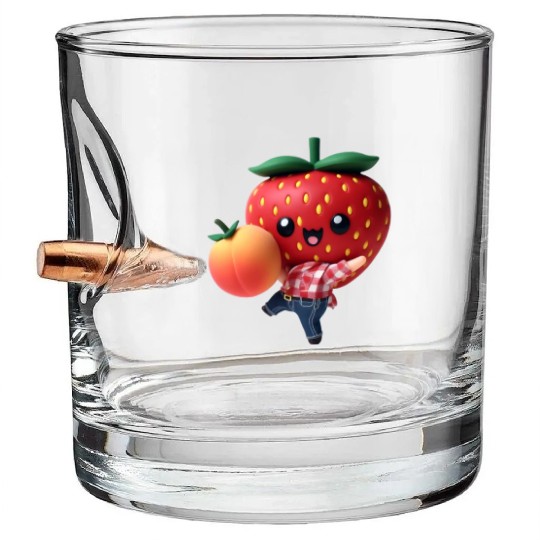 Dancing strawberry with peach Bullet Whiskey Glasses