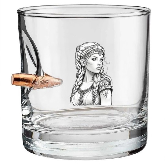 Viking female hairstyles grayscale Bullet Whiskey Glasses