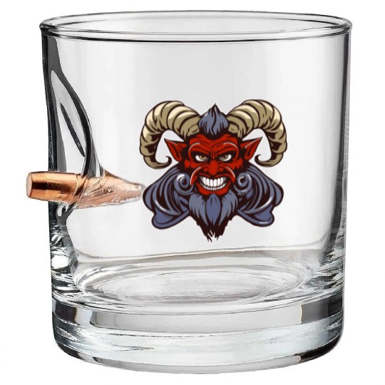 krampus devil head Bullet Whiskey Glasses