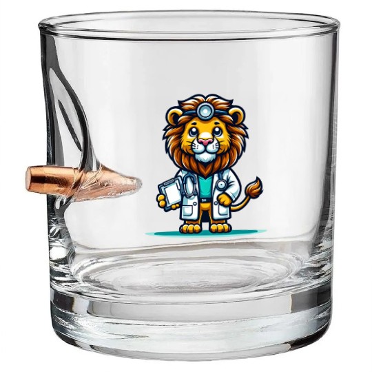 Cute Lion Doctor Bullet Whiskey Glasses