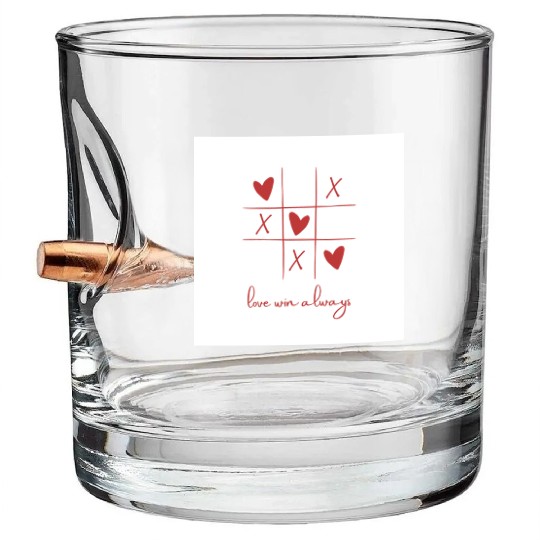 Beige Rouge Amour Saint Valentin Bullet Whiskey Glasses