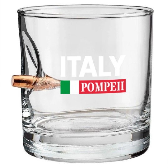 Italy Flag Pompeii Conservation Volcanic Eruption Bullet Whiskey Glasses