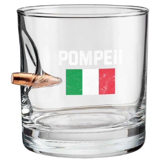 Pompeii Flag Italy Geology Bullet Whiskey Glasses