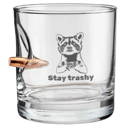 Funny Stay Trashy Possum Raccoon Vintage Street Bullet Whiskey Glasses