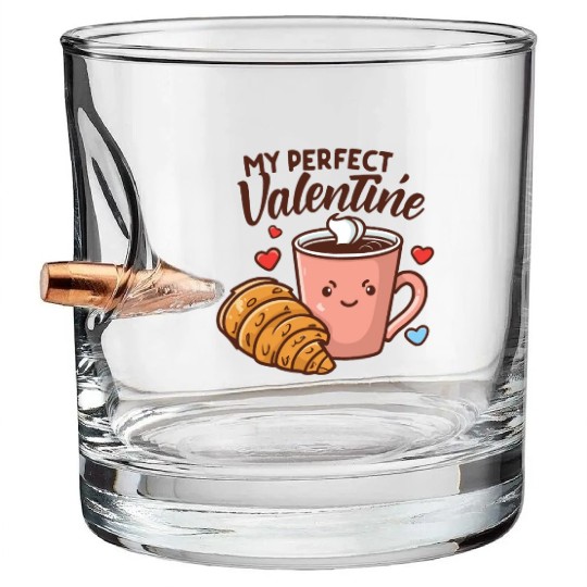 Coffee and Croissant | My Perfect Valentine Bullet Whiskey Glasses