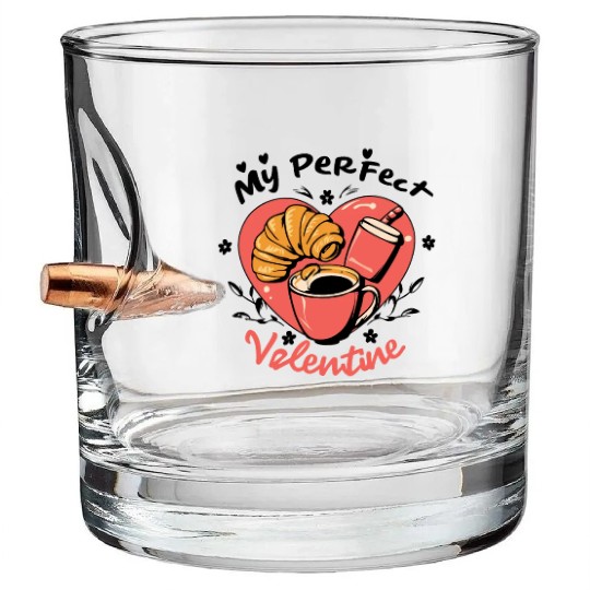 Coffee and Croissant | My Perfect Valentine Bullet Whiskey Glasses