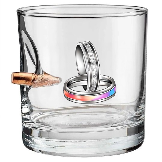 Interlocking Rings Jewelry Wedding Bands Bullet Whiskey Glasses