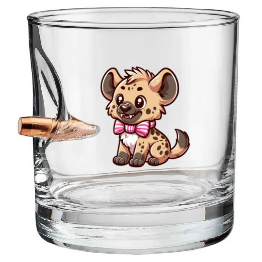 Playful Hyena Cartoon Bullet Whiskey Glasses