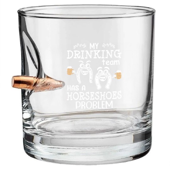 Drinking Team Horseshoe Pitching Bullet Whiskey Glasses