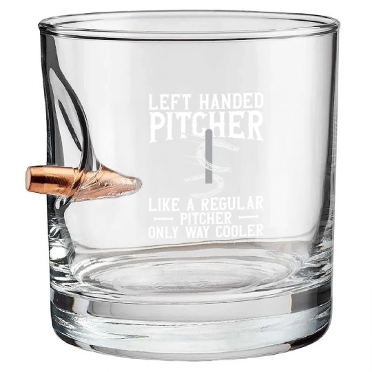 Left Hander Pitcher Horseshoe Pitching Bullet Whiskey Glasses