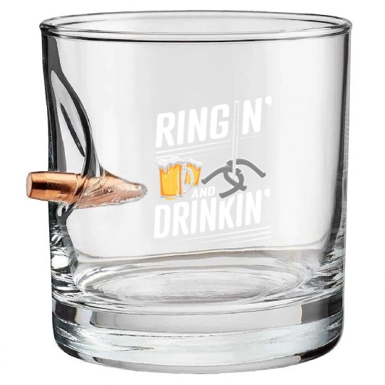 Ringin And Drinkin Horseshoe Pitching Bullet Whiskey Glasses