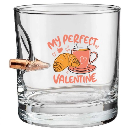 Coffee and Croissant | My Perfect Valentine Bullet Whiskey Glasses