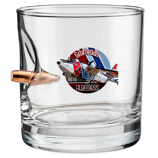 Grumman HU-16 Albatross Coast Guard Aircraft Bullet Whiskey Glasses