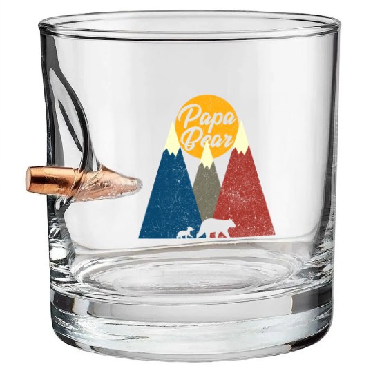 Papa Bear and Cub Outdoor Animal Lover Fathers Day Bullet Whiskey Glasses